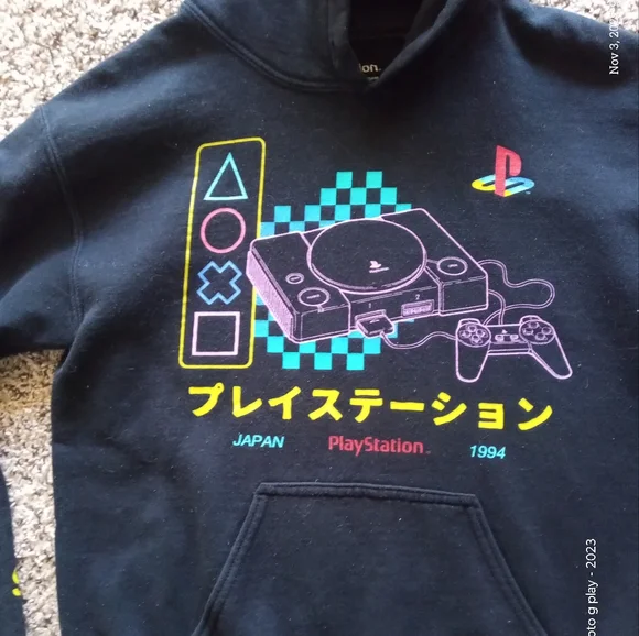 Sony PlayStation Women's Japan 1994 Hoodie Pull Over Black Size Medium / Small - Picture 5 of 6
